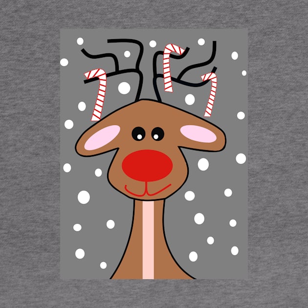 MERRY Christmas Red Nose Reindeer  - Cute Reindeer Art by SartorisArt1